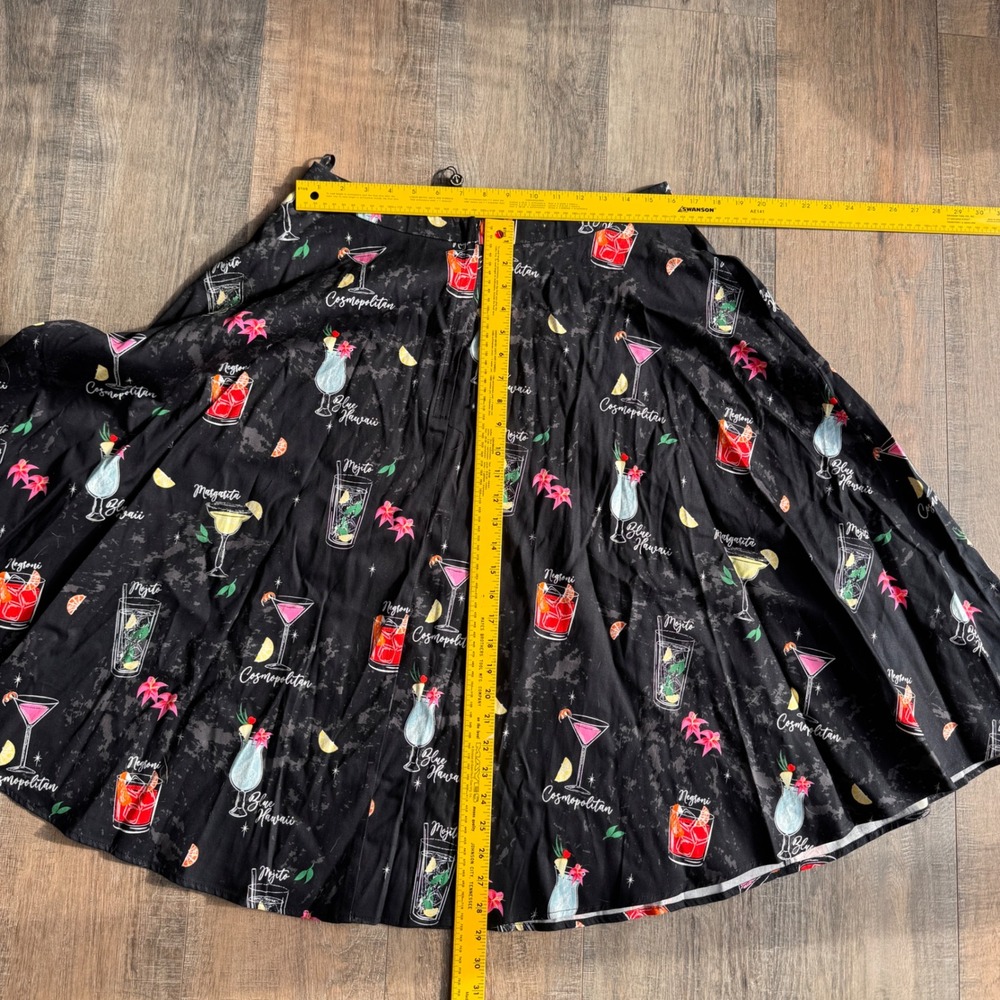 NWT Collectif London Matilde Cocktail Menu Swing Skirt XL UK 16 Retro Pinup - Picture 5 of 5